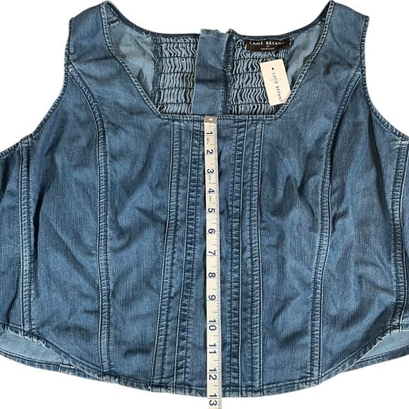 Lane Bryant Size 22 Denim Cropped Corset Tank Top Zip Back Stretch NWT Stretch - Picture 10 of 10